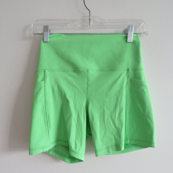 ATHLETA Salutation Stash High Rise 5" Short Neon Green Mint Athleisure Gym Sz S - Picture 3 of 12